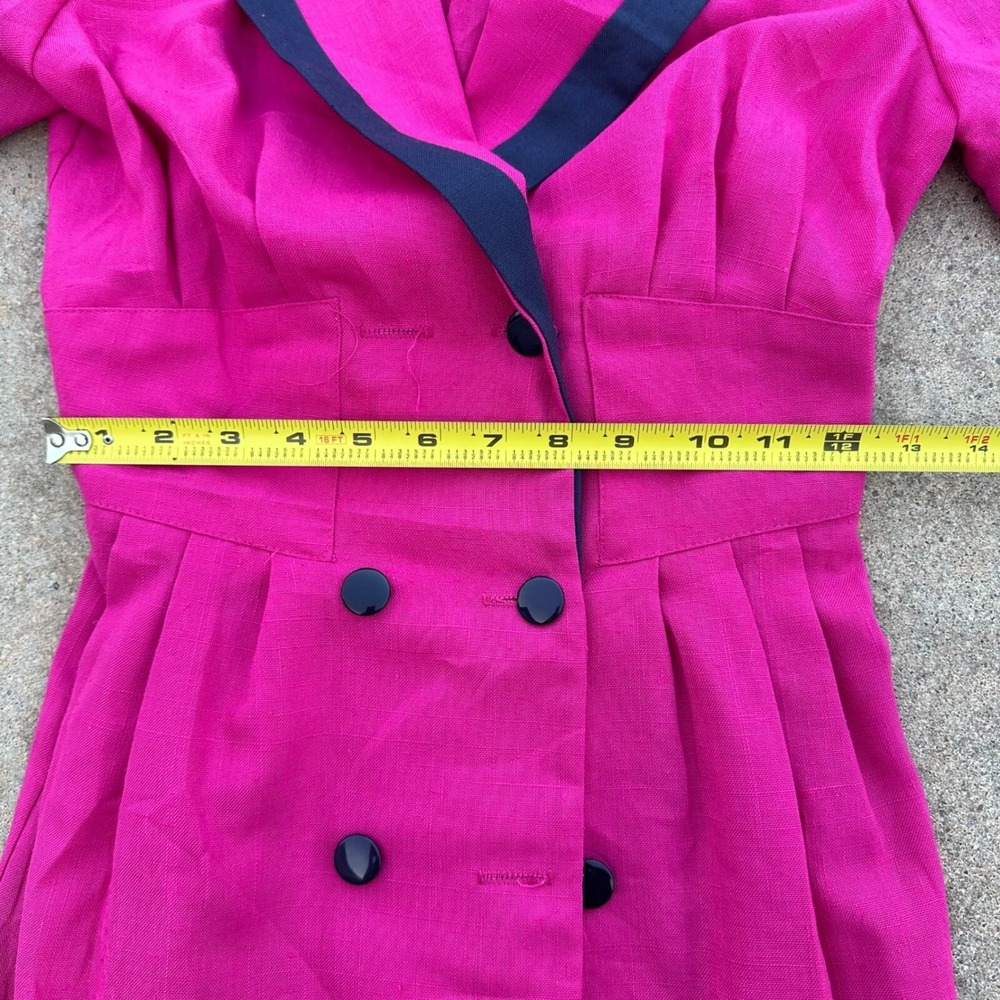Damon Petite Vintage 80s Dress Double Breasted Pink Career Party Size 4 - Picture 6 of 13